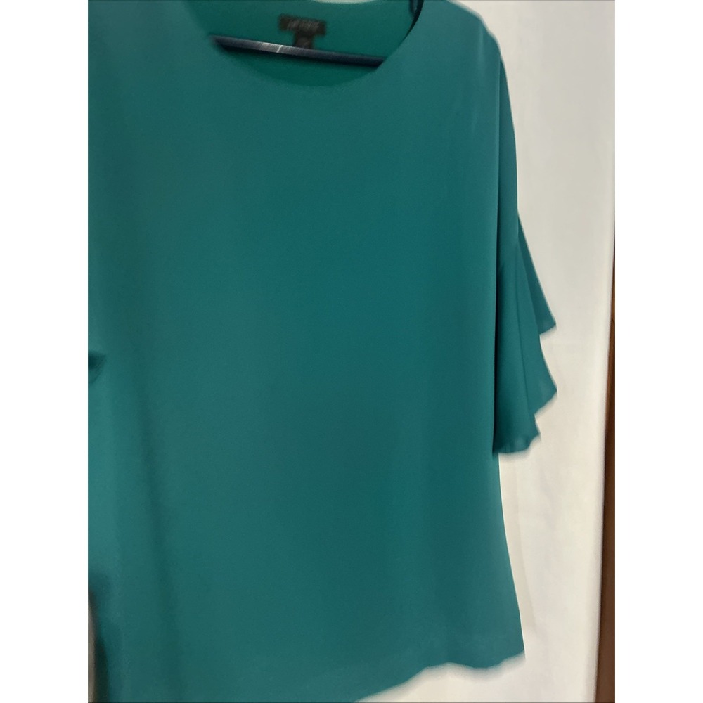 J. Jill Women's Wearever Lined Green Blouse Ruffled Sleeve Size M